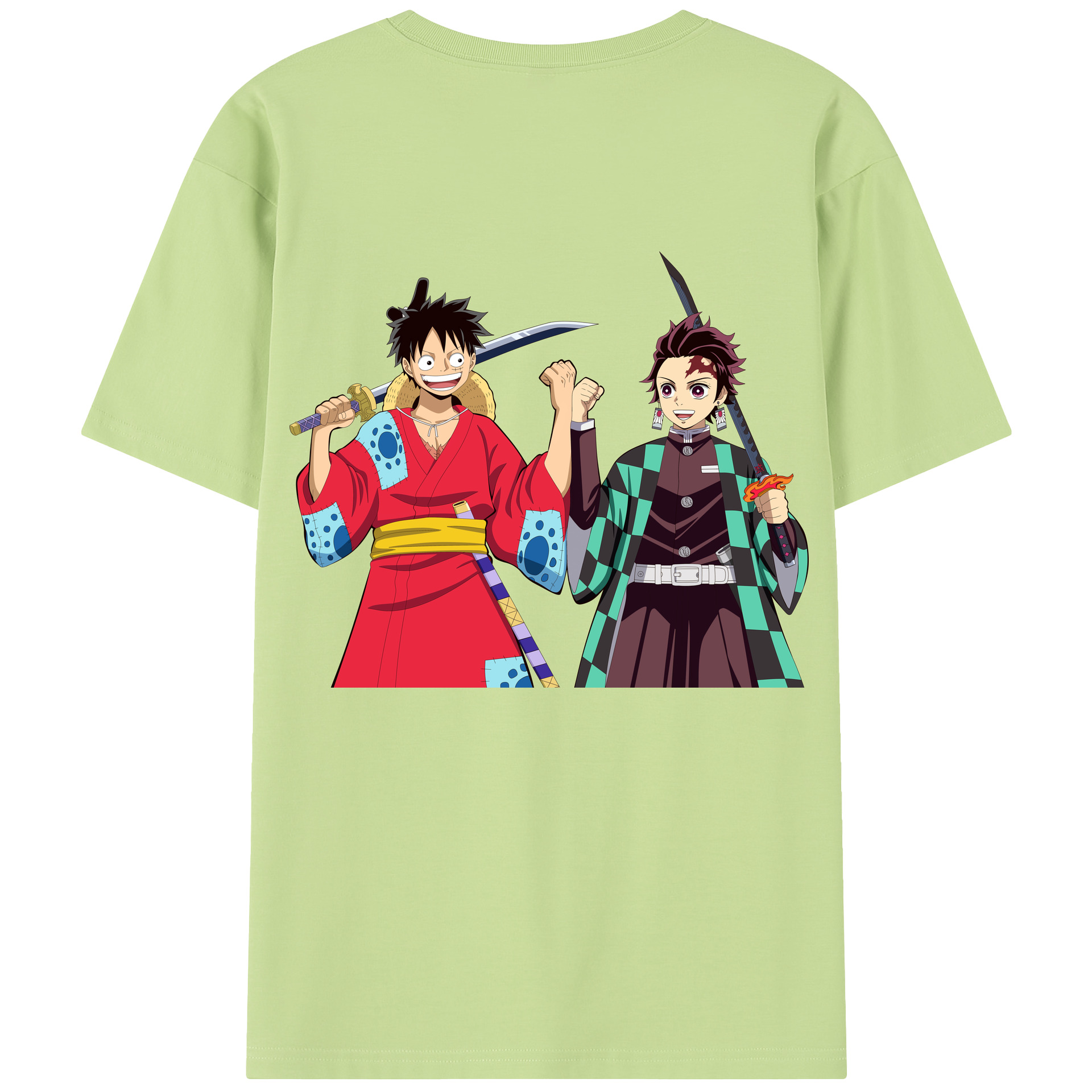 （画像用） 鬼滅の刃 竈門 炭治郎／かまど たんじろう Kamado Tanjirou 綿100％半袖Tシャツ（背面プリント）